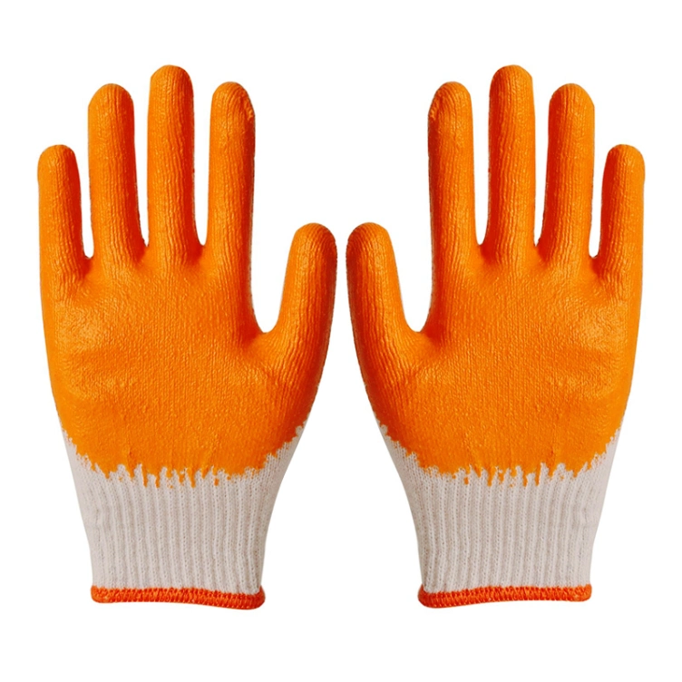 10 Gauge Wholesale Cheap Orange Latex Coated Guantes Knitted Cotton Hand Safety Working Gloves