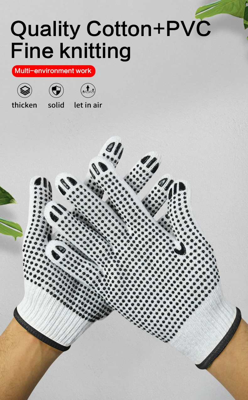 China Wholesale PVC/Dotted/Dots Glove Safety Work Guante Cotton Knitted Gloves for Working