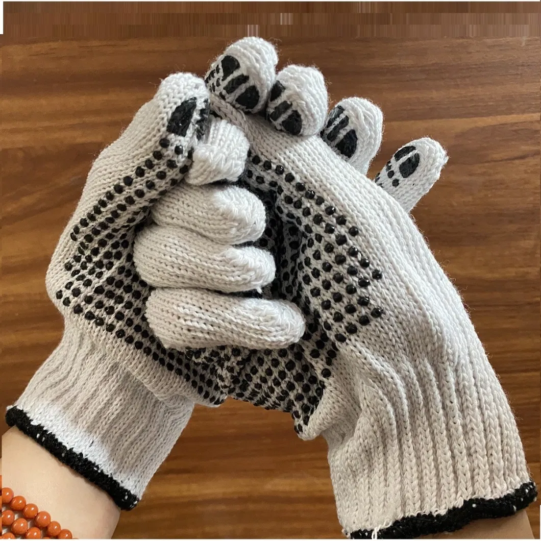 Cheap Knitted PVC DOT White Cotton Gloves PVC Dotted Safety Work Gloves