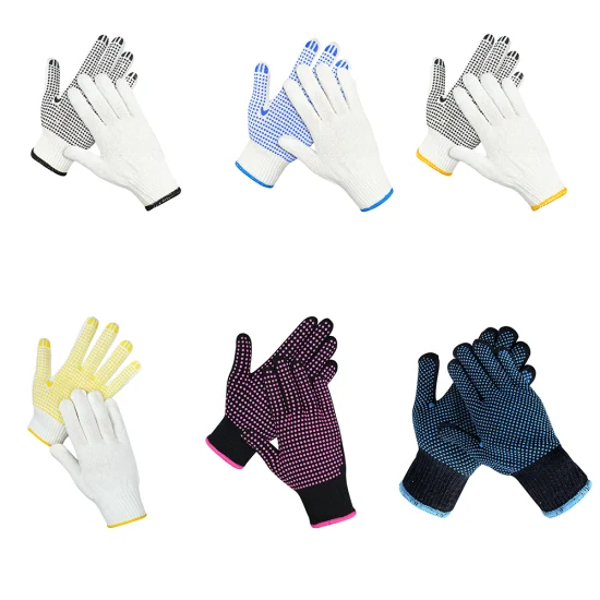 Benutzerdefinierte Logo PVC gepunktet/Punkte Handschuh Arbeits Guantes Sicherheit Arbeit Baumwolle gestrickte Handschuhe