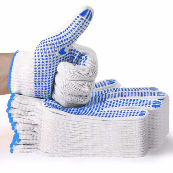 China Großhandel PVC gepunktet/Punkte Sicherheit/Arbeit/Arbeitshandschuh Industrie/Bau/Arbeits-Guantes-Baumwoll-Strickhandschuhe